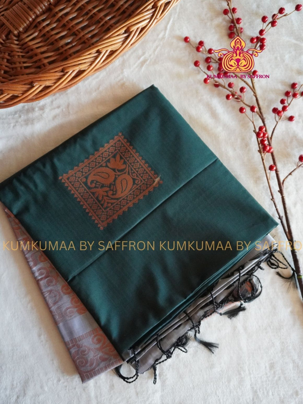 SOFT SILK - BOTTLE GREEN - GRAY ELEGANT FESTIVE Beautiful saree for women -ZARI WEAVING- KUMKUMAA SPECIAL SOFT SILK SAREE - TRADITIONAL AND FESTIVE
