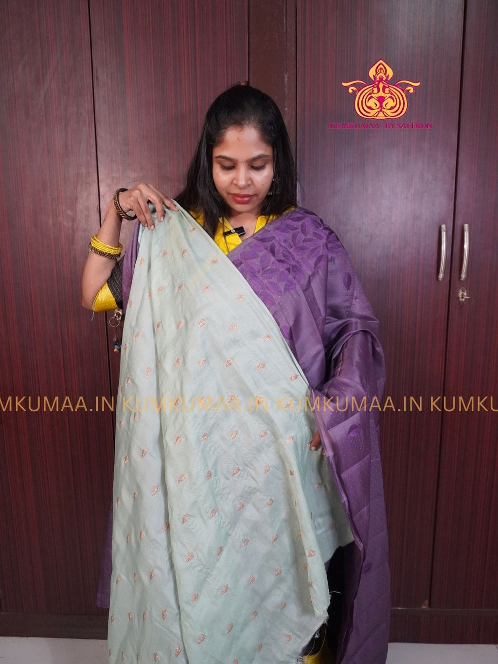 BUTTERSILK TUSSAR - MAJANTA COLOUR - LEAF DESIGN SELF EMBROIDERED SAREE - EMBOSED SELF DESIGN - LATEST COLLECTION - KUMKUMAA BY SAFFRON - UNIQUE DESIGN