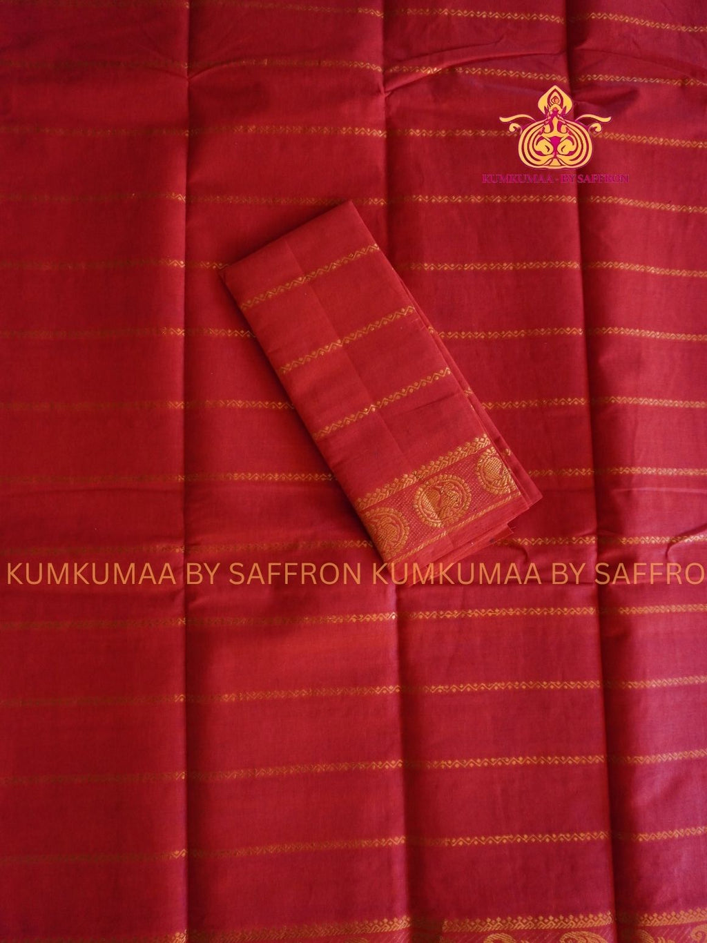 SUNGUDI COTTON- ORANGE SAREE WITH BLOUSE - Kumkumaa comfort wear -Soft and breathable -Handloom