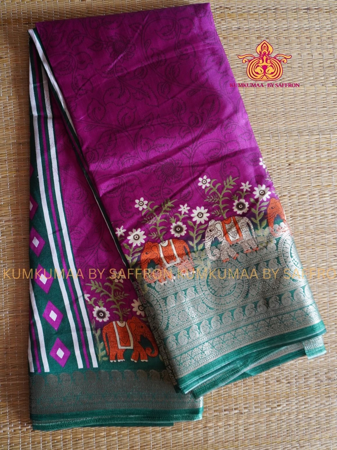 Dola Silk - COMFORTABLE FESTIVE Beautiful saree for women-PINK AND DARK GREEN - KUMKUMAA TRENDY TRADITIONAL WEAR - Comfort - Confidence - Elegance