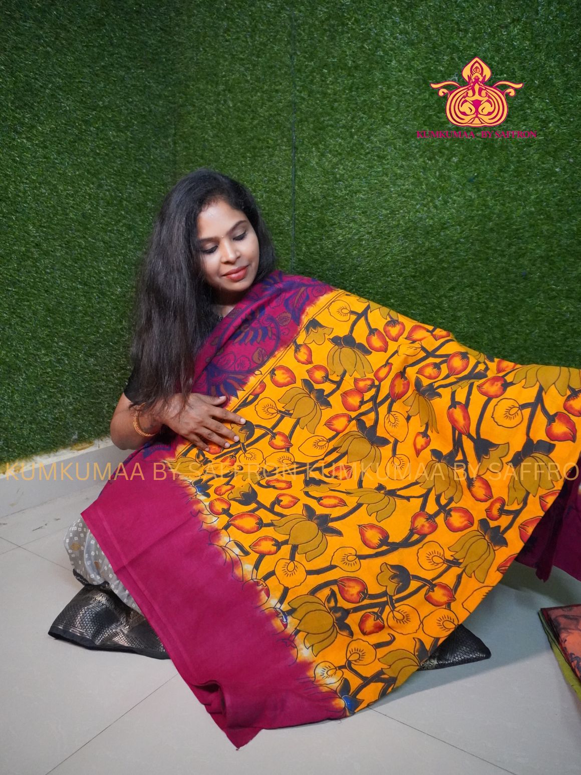 MUL COTTON- LIGHT ORANGE & PINK SAREE WITH BLOUSE - KALAMKARI PRINT- SOFTEST EVERYDAY WEAR - BEST COTTON SAREE- COMFORT AND TRENDY - STYLE WITH COMFORT - Kumkumaa EVERYDAY SAREE (Copy) (Copy)