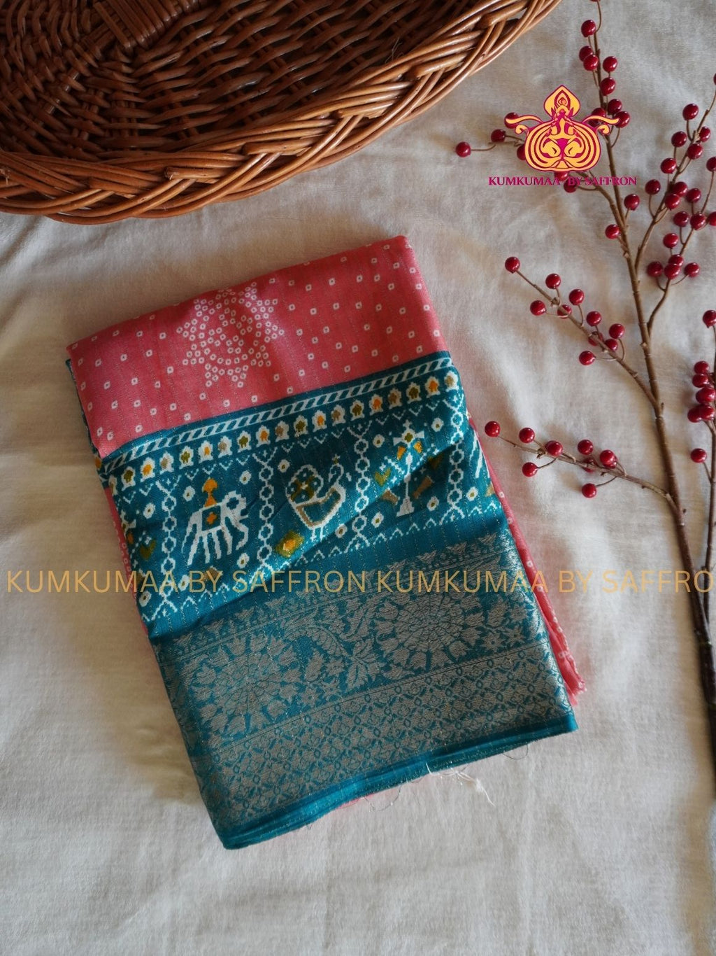 Dola Silk - COMFORTABLE FESTIVE Beautiful saree for women-PINK AND TEAL GREEN - KUMKUMAA TRENDY TRADITIONAL WEAR - Comfort - Confidence - Elegance