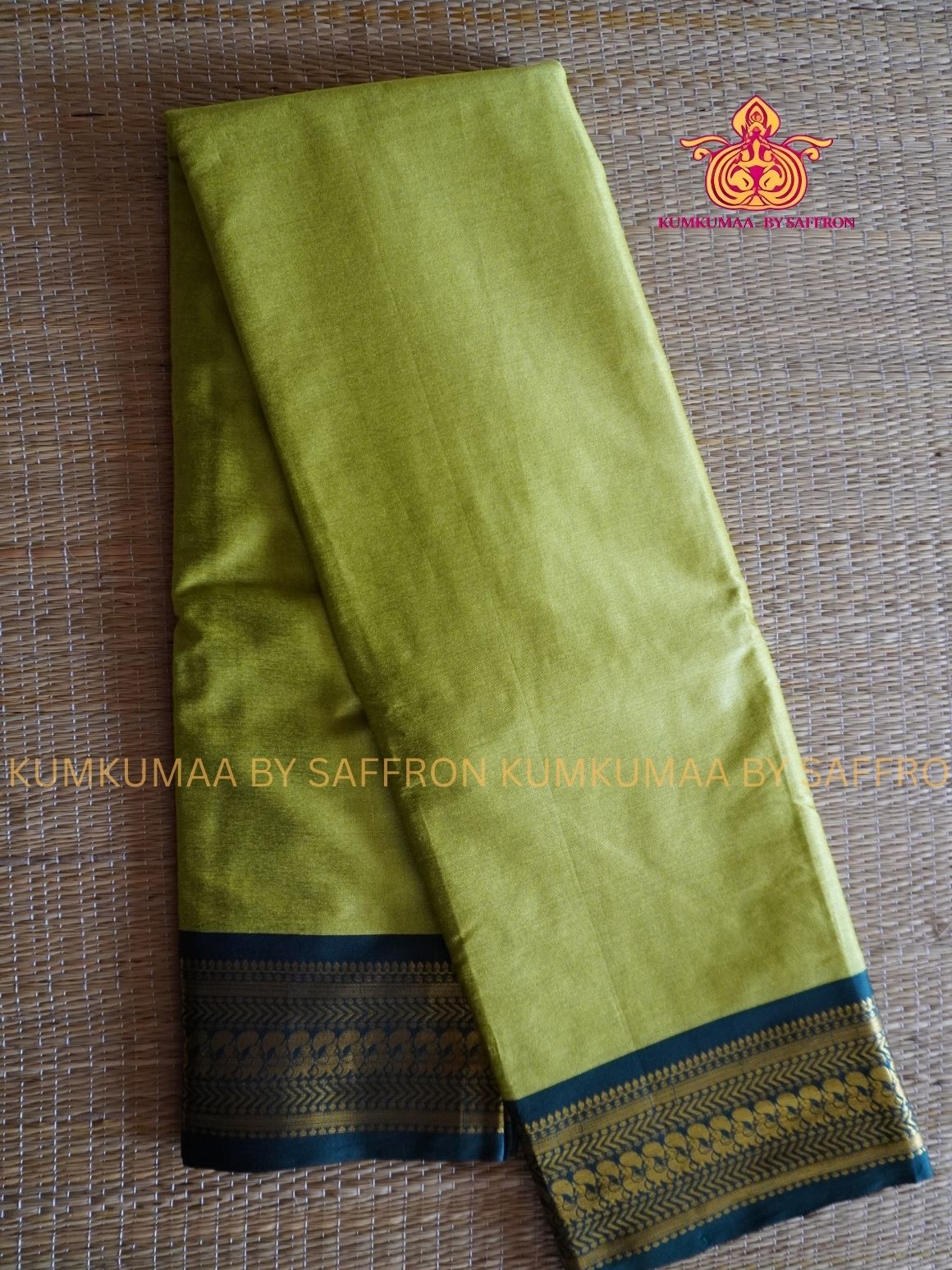 MERCEDISED COTTON-LIGHT GREEN AND DARK GREEN SAREE WITH BLOUSE- KANCHI STYLE BORDER- TRADITIONAL WEAR - Kumkumaa FESTIVE WEAR - EXCLUSIVE SHINY AND SOFT