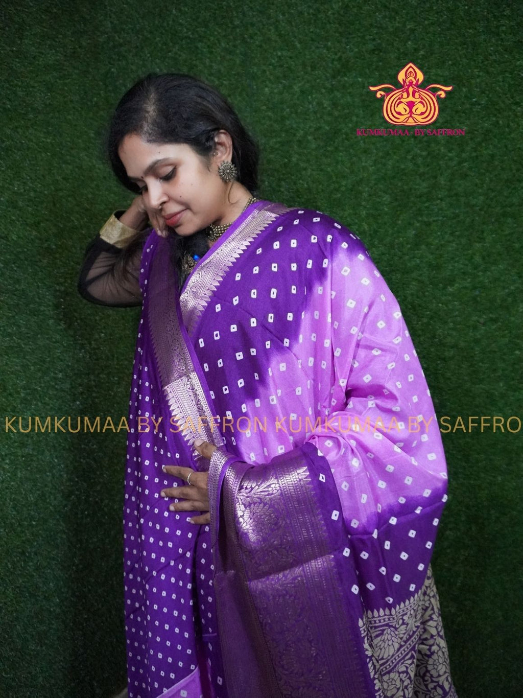 Dola Silk - COMFORTABLE FESTIVE Beautiful saree for women-PURPLE AND LAVENDER - TIE DYE PRINT - KUMKUMAA TRENDY TRADITIONAL WEAR - Comfort - Confidence - Elegance