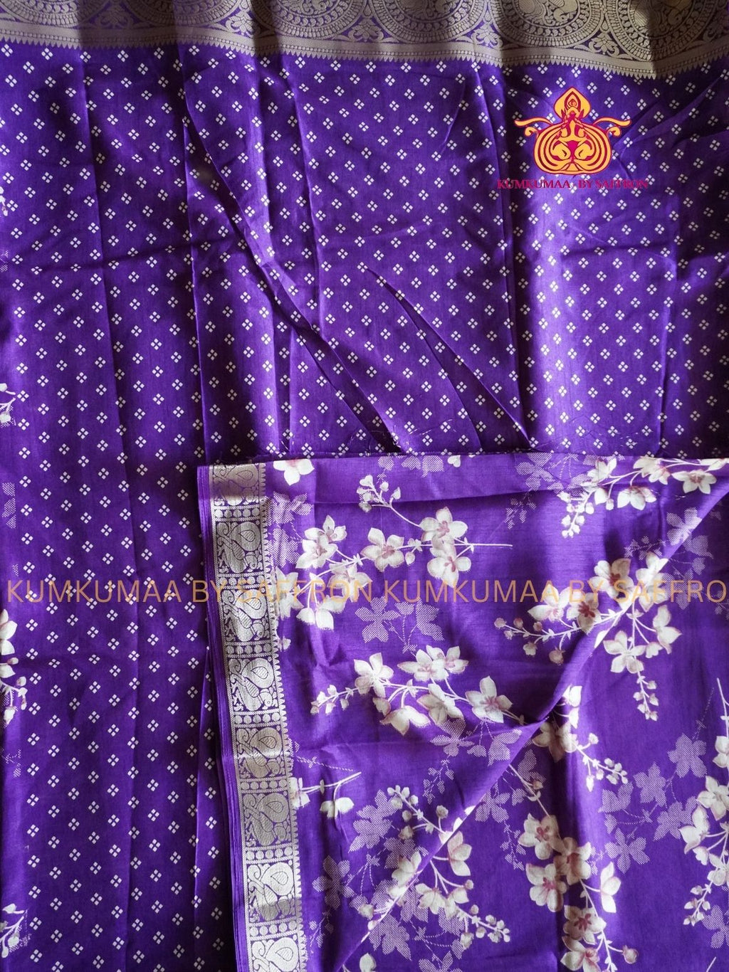Dola Silk - COMFORTABLE FESTIVE Beautiful saree for women-PURPLE - FLORAL PRINT - KUMKUMAA TRENDY TRADITIONAL WEAR - Comfort - Confidence - Elegance