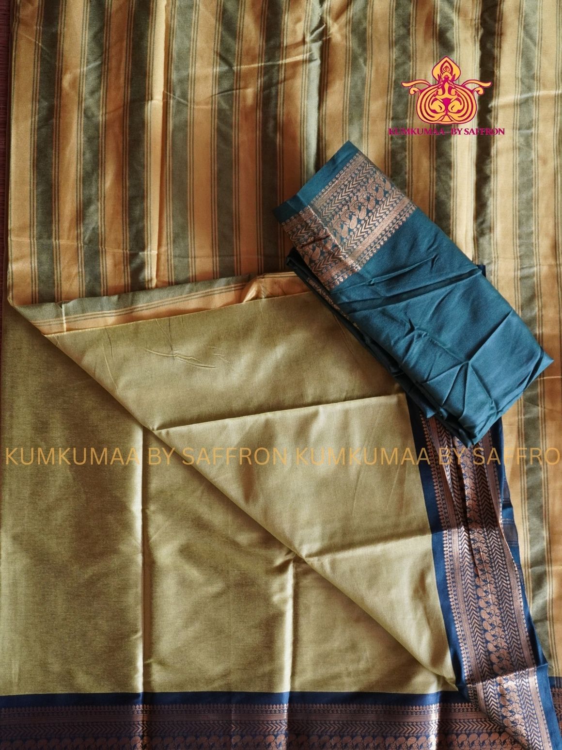 MERCEDISED COTTON-LIGHT GREEN AND DARK GREEN SAREE WITH BLOUSE- KANCHI STYLE BORDER- TRADITIONAL WEAR - Kumkumaa FESTIVE WEAR - EXCLUSIVE SHINY AND SOFT