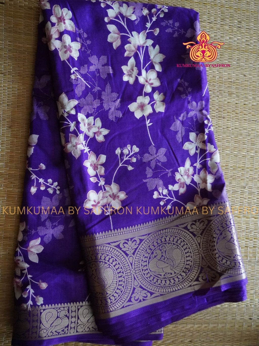 Dola Silk - COMFORTABLE FESTIVE Beautiful saree for women-PURPLE - FLORAL PRINT - KUMKUMAA TRENDY TRADITIONAL WEAR - Comfort - Confidence - Elegance