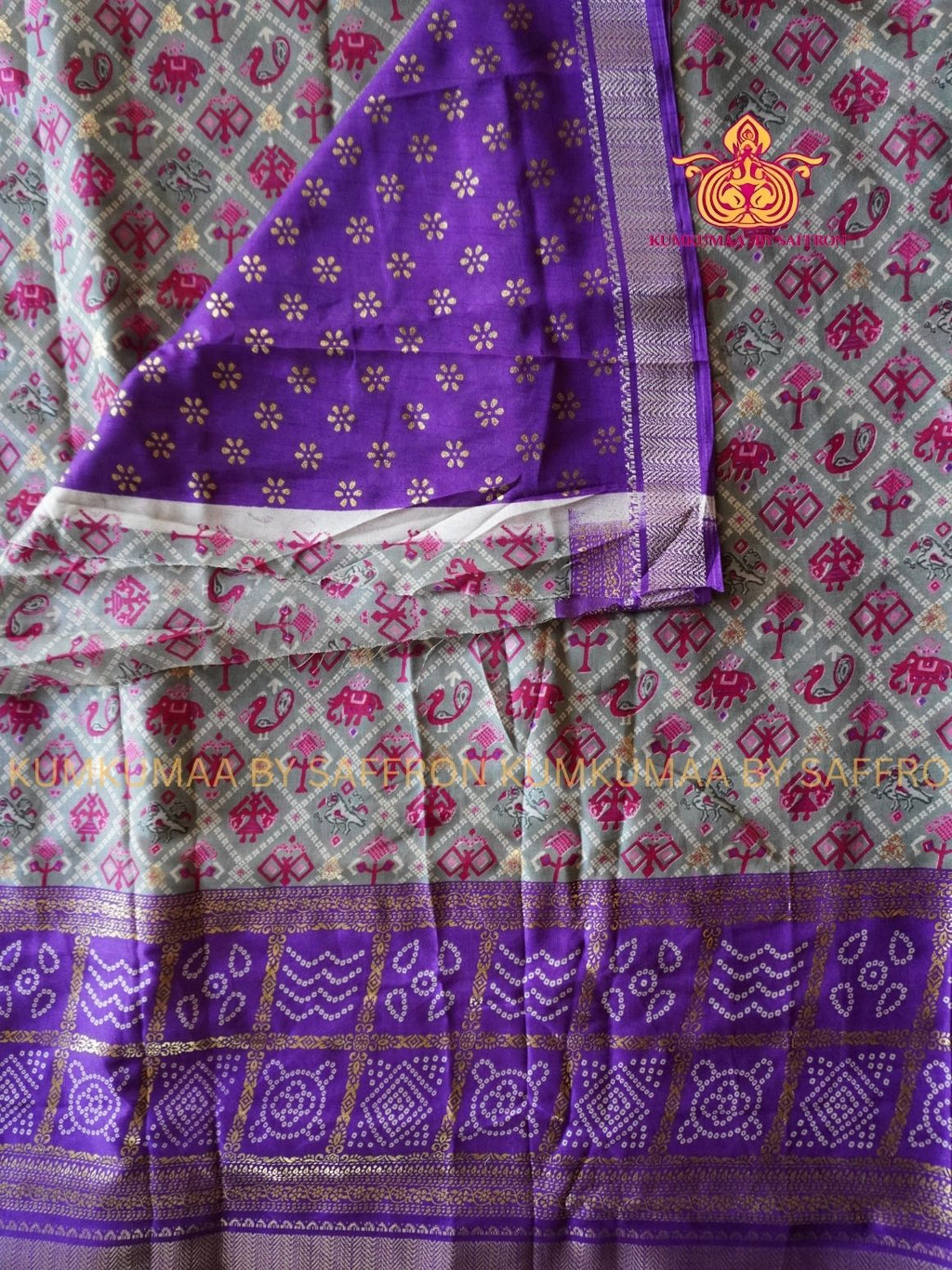 Dola Silk - COMFORTABLE FESTIVE Beautiful saree for women-GRAY AND PURPLE - KUMKUMAA TRENDY TRADITIONAL WEAR - Comfort - Confidence - Elegance