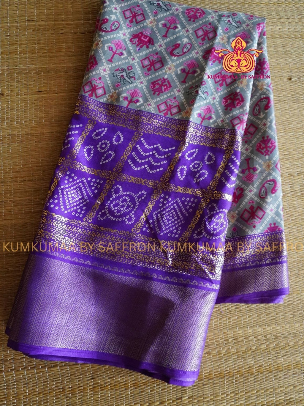 Dola Silk - COMFORTABLE FESTIVE Beautiful saree for women-GRAY AND PURPLE - KUMKUMAA TRENDY TRADITIONAL WEAR - Comfort - Confidence - Elegance