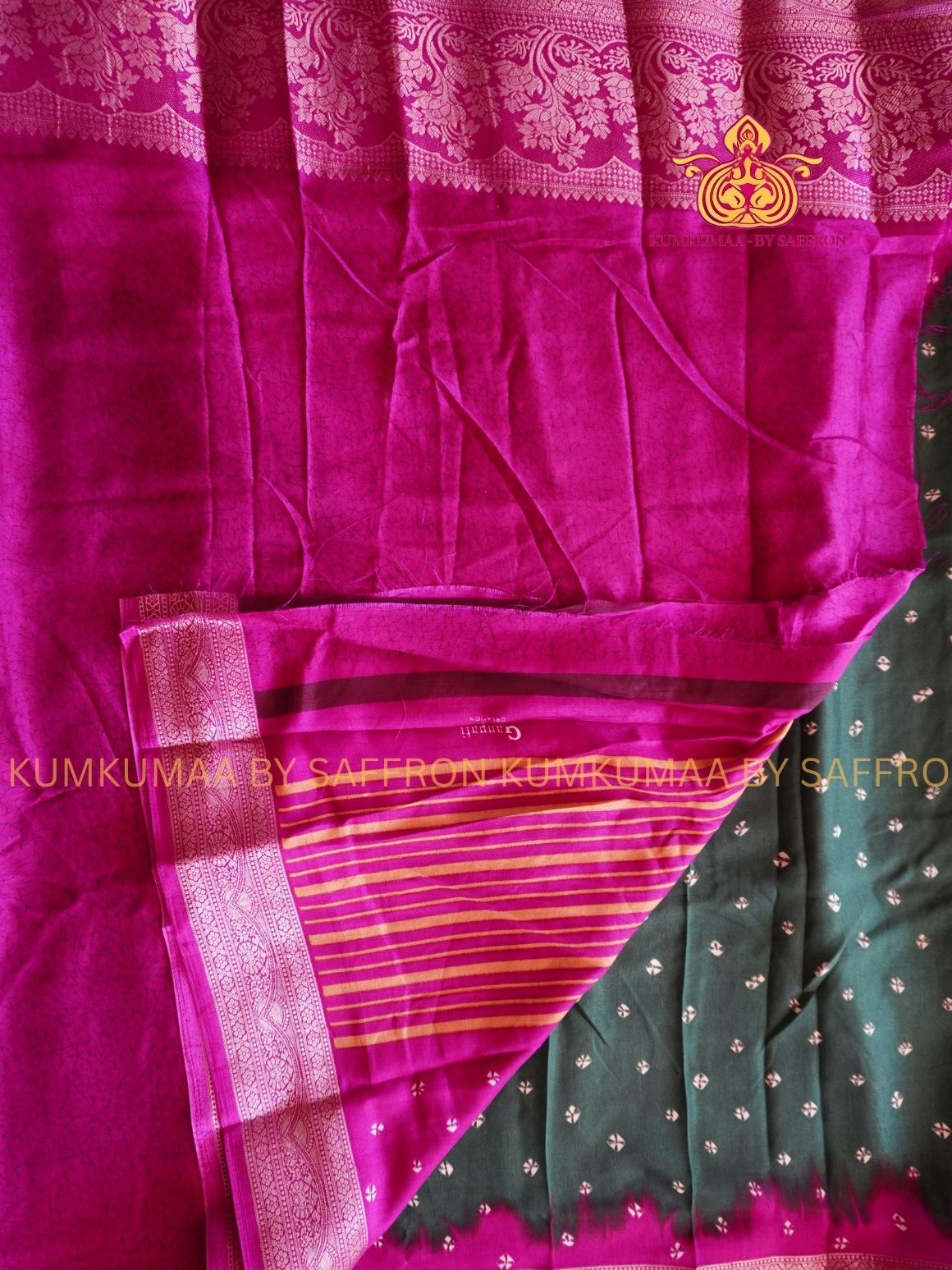 Dola Silk - COMFORTABLE FESTIVE Beautiful saree for women-GREEN AND PINK- TIE DYE PRINT - KUMKUMAA TRENDY TRADITIONAL WEAR - Comfort - Confidence - Elegance