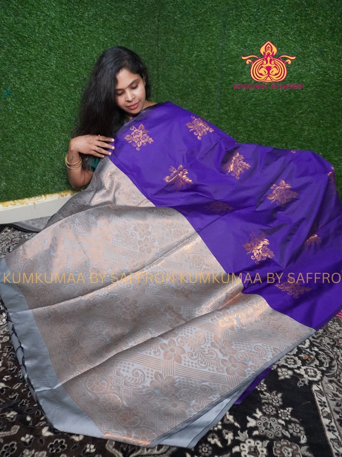 SOFT SILK - PURPLE - GRAY ELEGANT FESTIVE Beautiful saree for women -ZARI WEAVING- KUMKUMAA SPECIAL SOFT SILK SAREE - TRADITIONAL AND FESTIVE