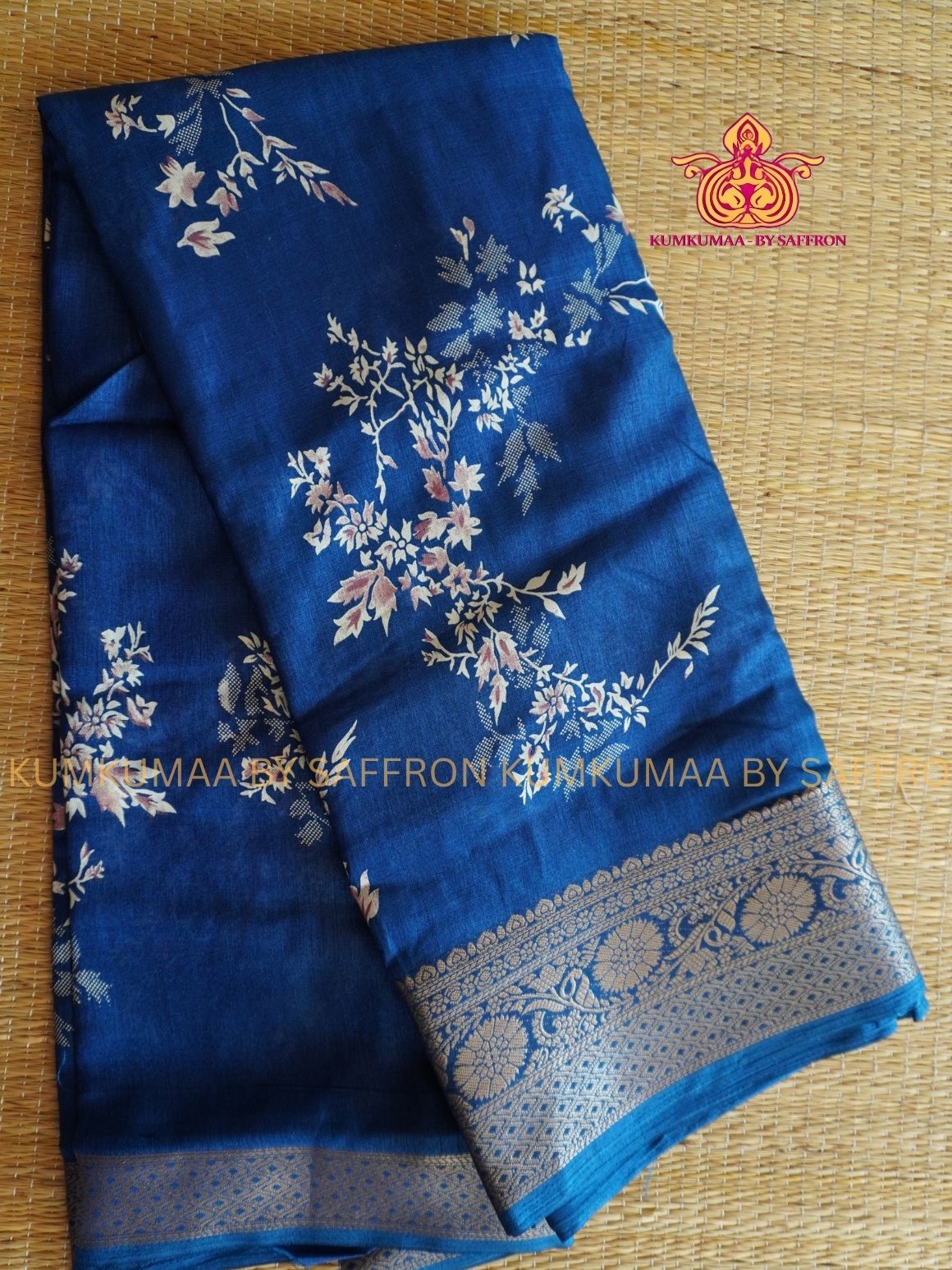 Dola Silk - COMFORTABLE FESTIVE Beautiful saree for women- BLUE - FLORAL PRINT - KUMKUMAA TRENDY TRADITIONAL WEAR - Comfort - Confidence - Elegance