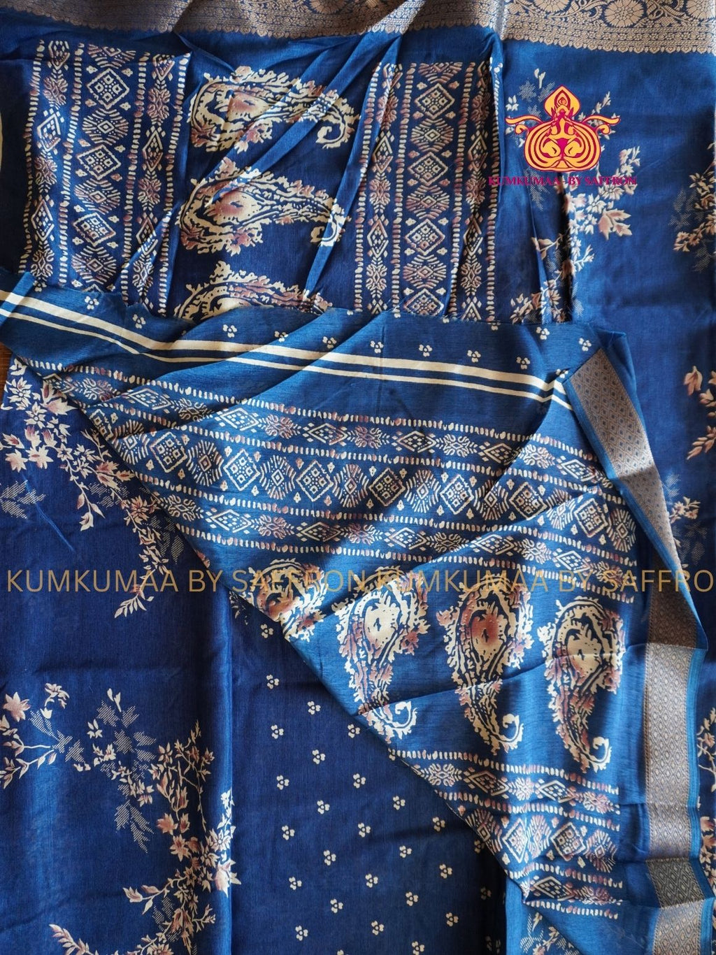 Dola Silk - COMFORTABLE FESTIVE Beautiful saree for women- BLUE - FLORAL PRINT - KUMKUMAA TRENDY TRADITIONAL WEAR - Comfort - Confidence - Elegance