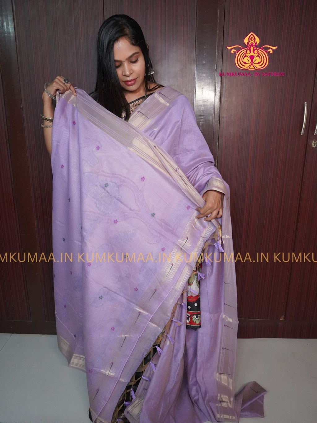 PAITHANI SAREE - LAVENDER SAREE WITH PAITHANI DESIGN - ETHNIC WEAR - EXCLUSIVE KUMKUMAA COLLECTION- MUNGA COTTON MATERIAL - PREMIUM QUALITY - GORGEOUS AND ROYAL