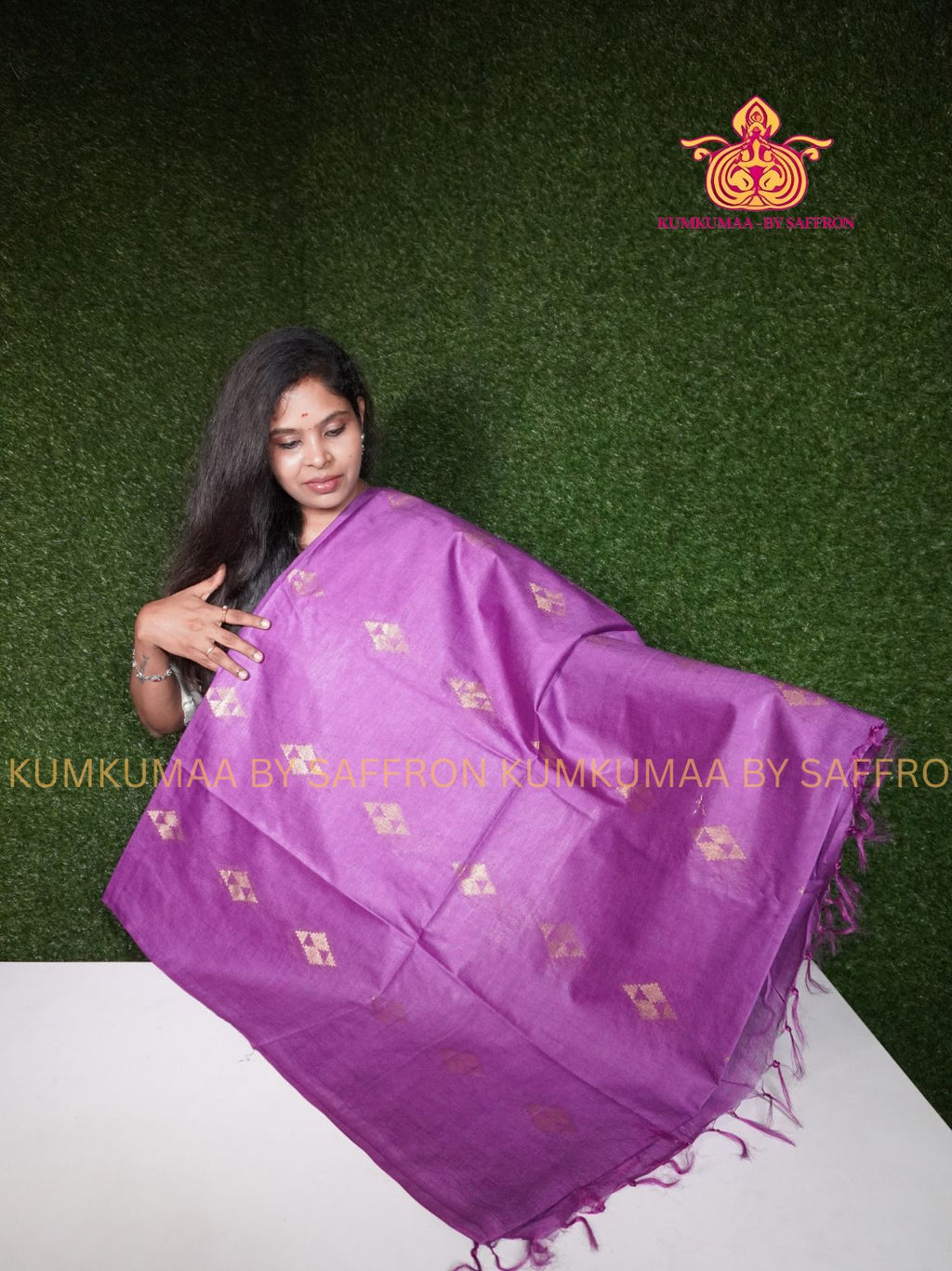 FANCY SAREE - PURPLE WITH GOLD WEAVING SAREE - GEOMETRIC DESIGN - TRENDY TEMPLE WEAR KATTAN SILK - Beautiful saree for women - KUMKUMAA FANCY FOR ALL OCCASION