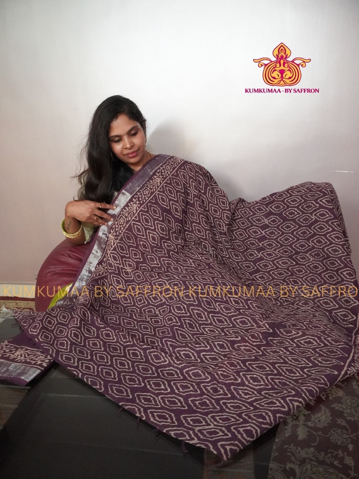 LINEN COTTON- OLD MAUVE COLOUR SAREE -Soft and comfortable everyday wear saree - WITH BLOUSE - Kumkumaa exclusive - Comfort wear collection- Trendy and comfortable