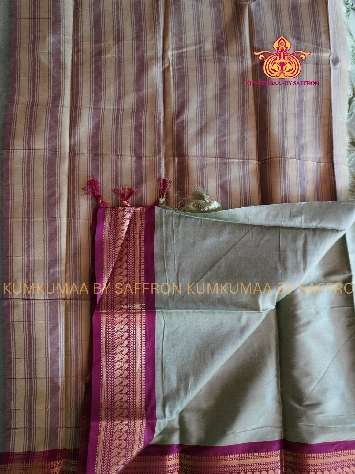 MERCEDISED COTTON-OLIVE GREEN AND MAROON SAREE WITH BLOUSE- KANCHI STYLE BORDER- TRADITIONAL WEAR - Kumkumaa FESTIVE WEAR - EXCLUSIVE SHINY AND SOFT