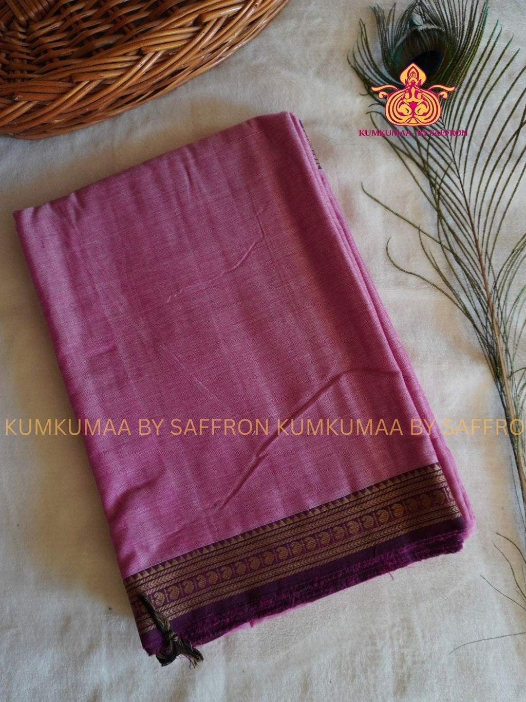 NARAYANPET - PINK AND MAJANTA SAREE - MANGO BORDER- WITH BLOUSE - Kumkumaa SPECIAL COLLECTION- COMFORT MEETS TRADITION