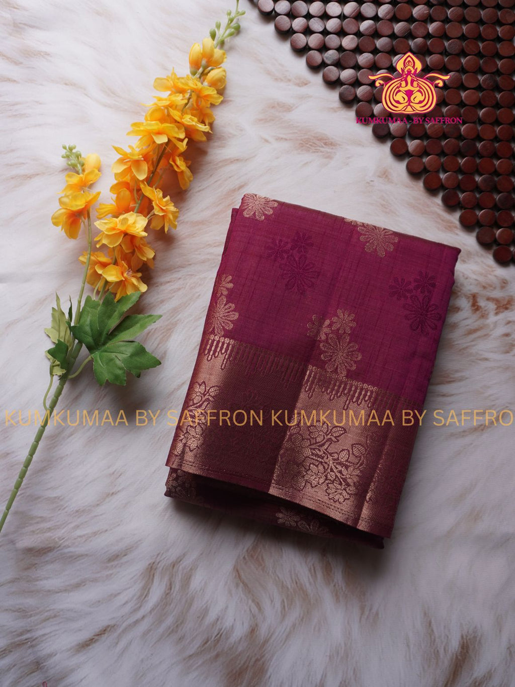 RAW SILK SAREE - PURPLE SAREE WITH FLORAL DESIGN - ETHNIC WEAR - EXCLUSIVE KUMKUMAA COLLECTION- RAW SILK MATERIAL -FESTIVE