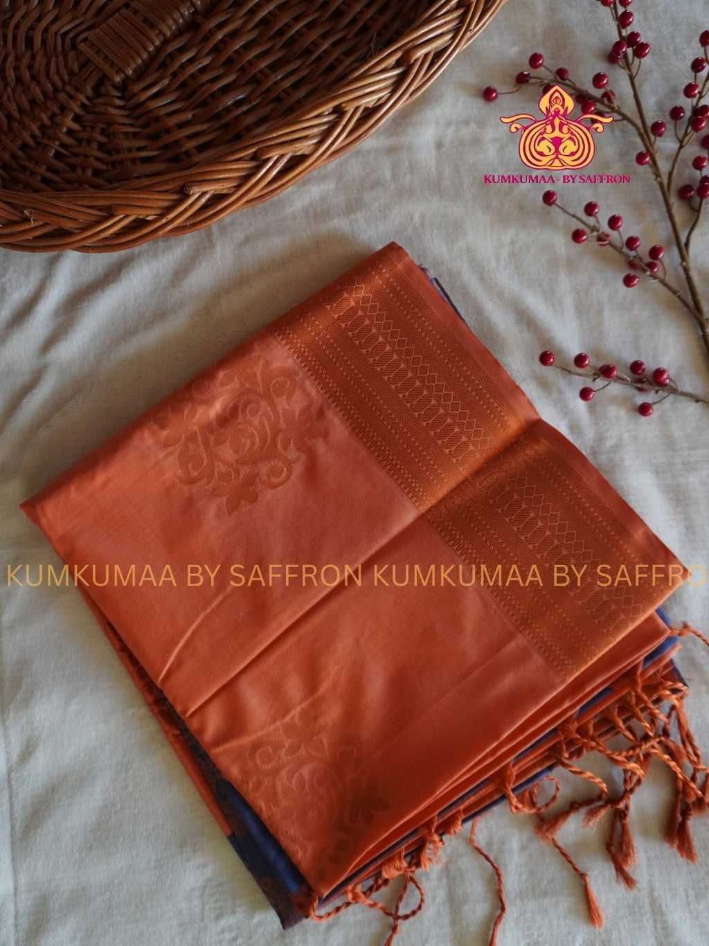 SOFT SILK - ORANGE - BLUE GRAY ELEGANT FESTIVE Beautiful saree for women -ZARI WEAVING- KUMKUMAA SPECIAL SOFT SILK SAREE - TRADITIONAL AND FESTIVE