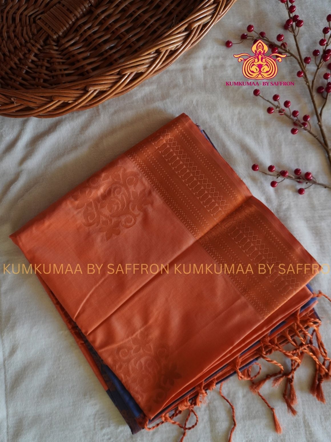 SOFT SILK - ORANGE - BLUE GRAY ELEGANT FESTIVE Beautiful saree for women -ZARI WEAVING- KUMKUMAA SPECIAL SOFT SILK SAREE - TRADITIONAL AND FESTIVE