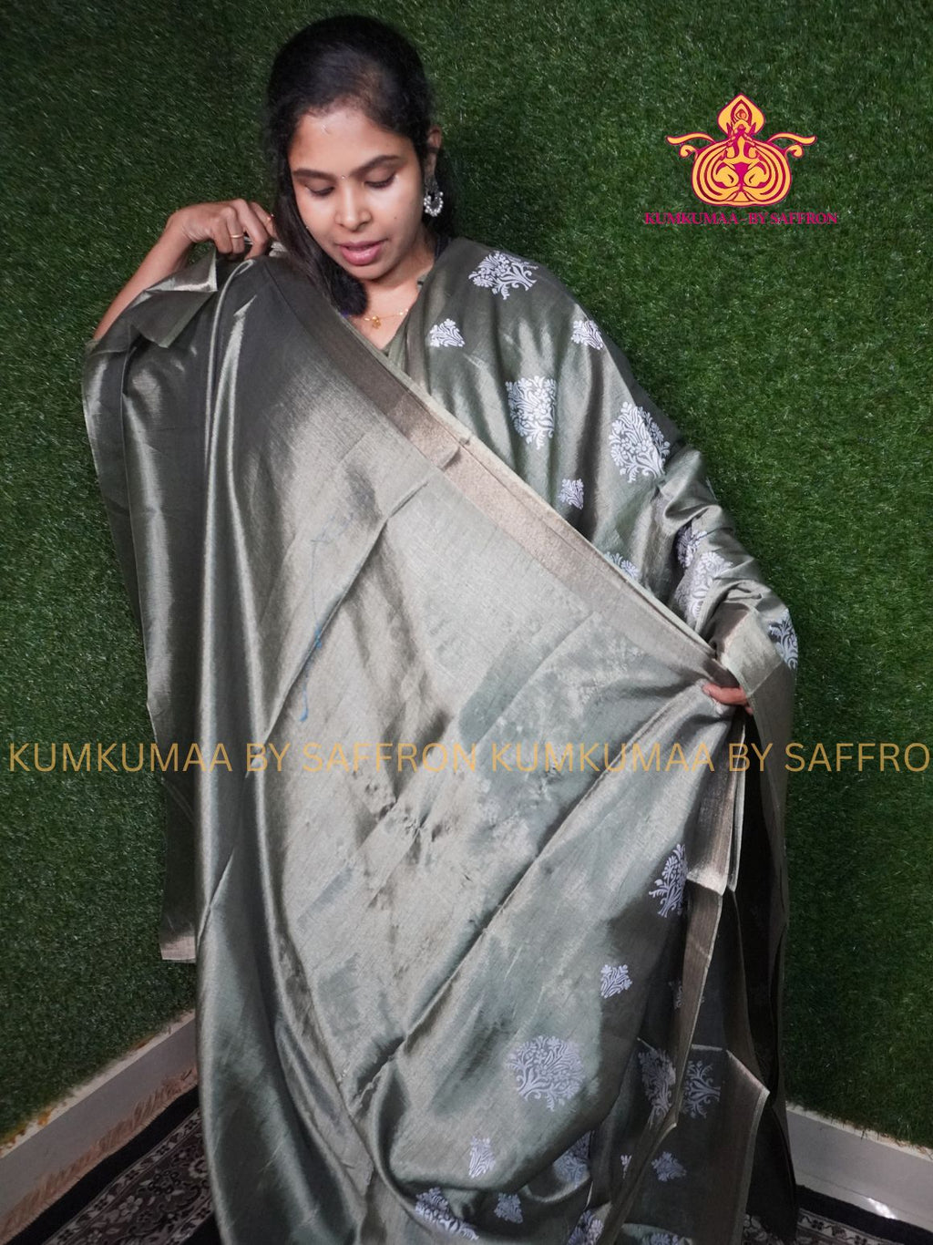 FANCY SAREE - OLIVE GREEN WITH WHITE PRINT SAREE - MALAI SILK SAREE- TRENDY WEAR SAREE- Beautiful saree for women - KUMKUMAA FANCY FOR ALL OCCASION