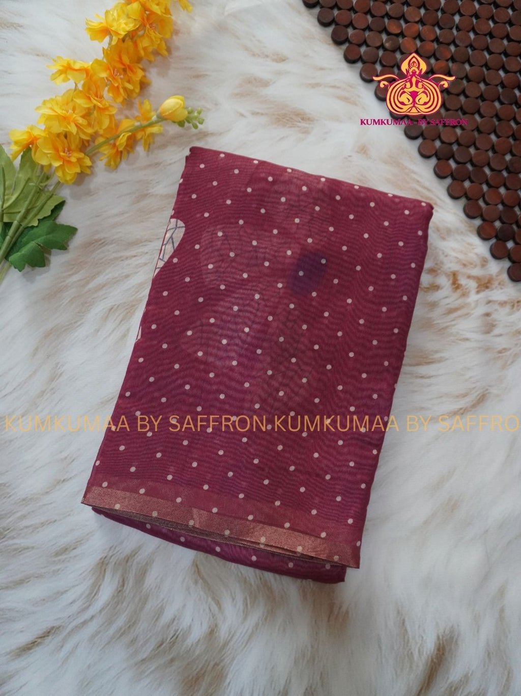 CHANDERI COTTON - DUSTY ROSE WITH BLUE- FLORAL BUTTA DESIGN- PROFESSIONAL WEAR- MINIMALIST BORDER - LATEST COLLECTION - KUMKUMAA BY SAFFRON - ELITE DESIGN