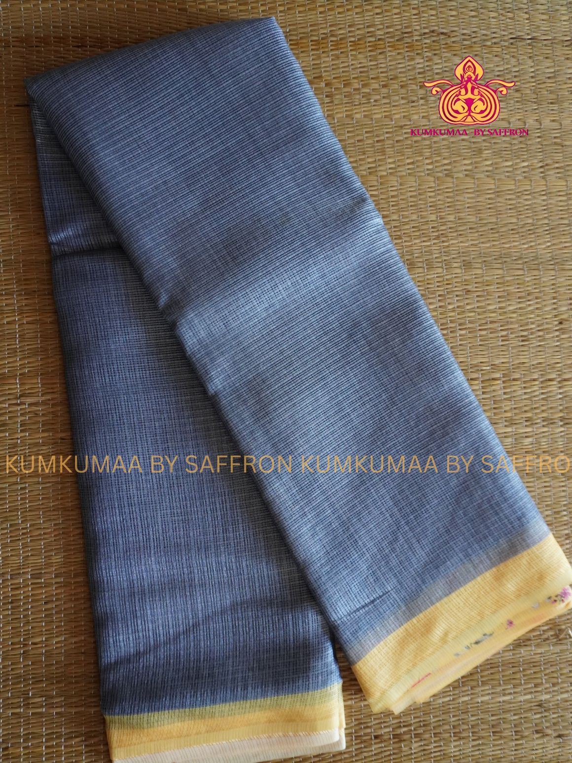 KOTA - GREY & YELLOW SAREE - PLAIN SAREE - PRINTED BLOUSE- Kumkumaa LIGHT WEIGHT - BREATHABLE SAREE- FANCY AND ELEGANT