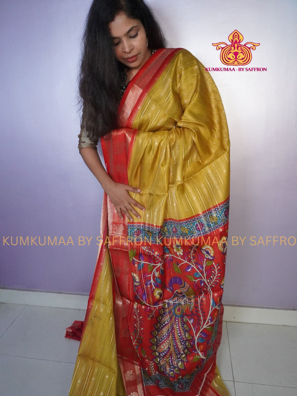 FANCY SAREE - YELLOW WITH RED - KOLAM SILK SAREE WITH ZARI WOVEN BORDER- TRENDY WEAR SAREE- Beautiful saree for women - KUMKUMAA FANCY FOR ALL OCCASION