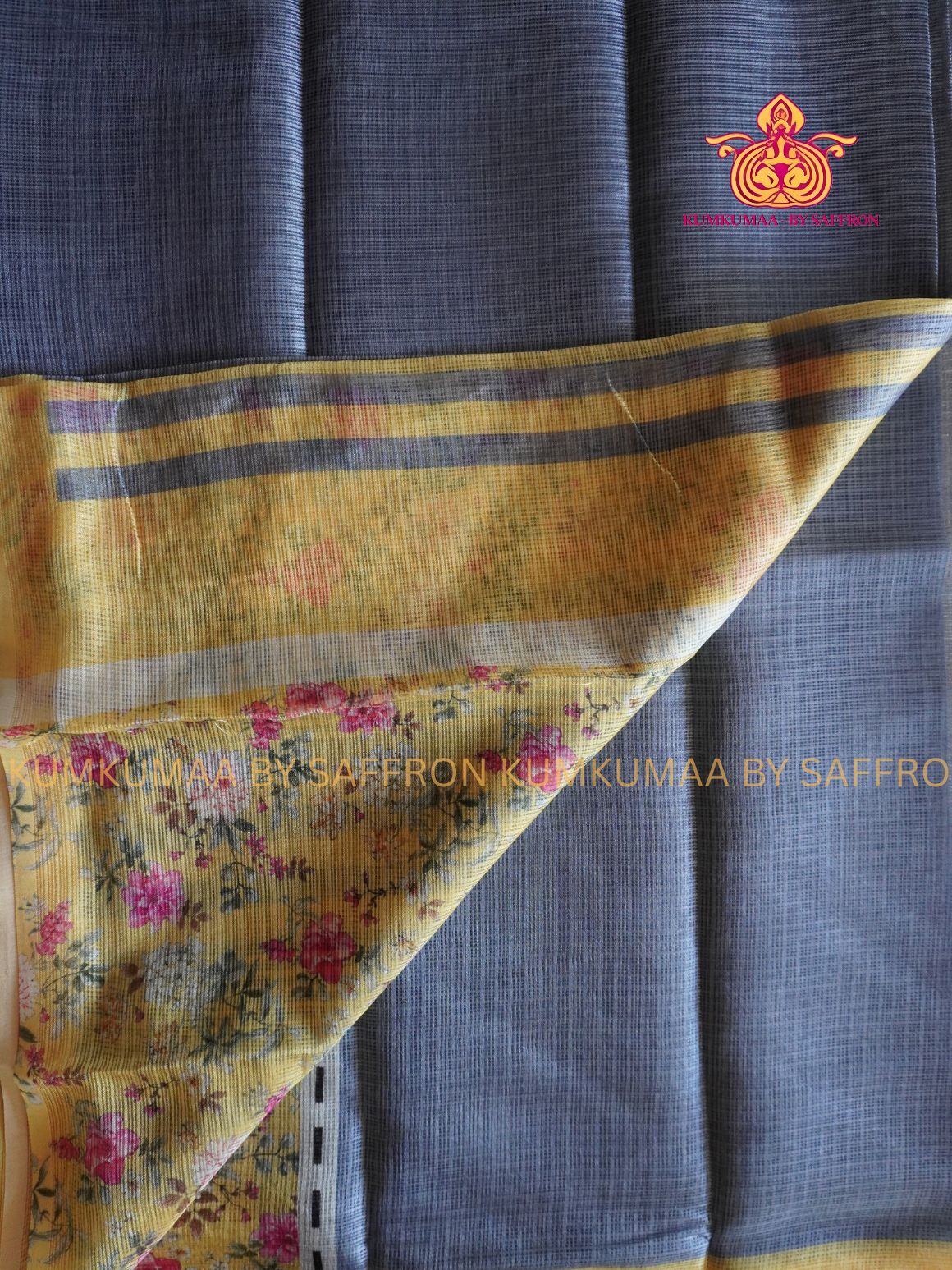 KOTA - GREY & YELLOW SAREE - PLAIN SAREE - PRINTED BLOUSE- Kumkumaa LIGHT WEIGHT - BREATHABLE SAREE- FANCY AND ELEGANT