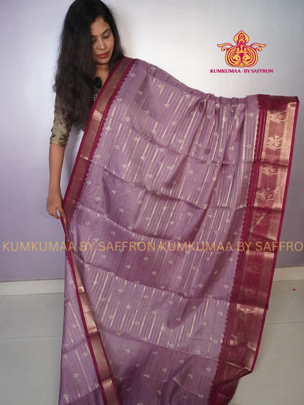 FANCY SAREE - PASTEL LAVENDER WITH WINE - KOLAM SILK SAREE WITH ZARI WOVEN BORDER- TRENDY WEAR SAREE- Beautiful saree for women - KUMKUMAA FANCY FOR ALL OCCASION