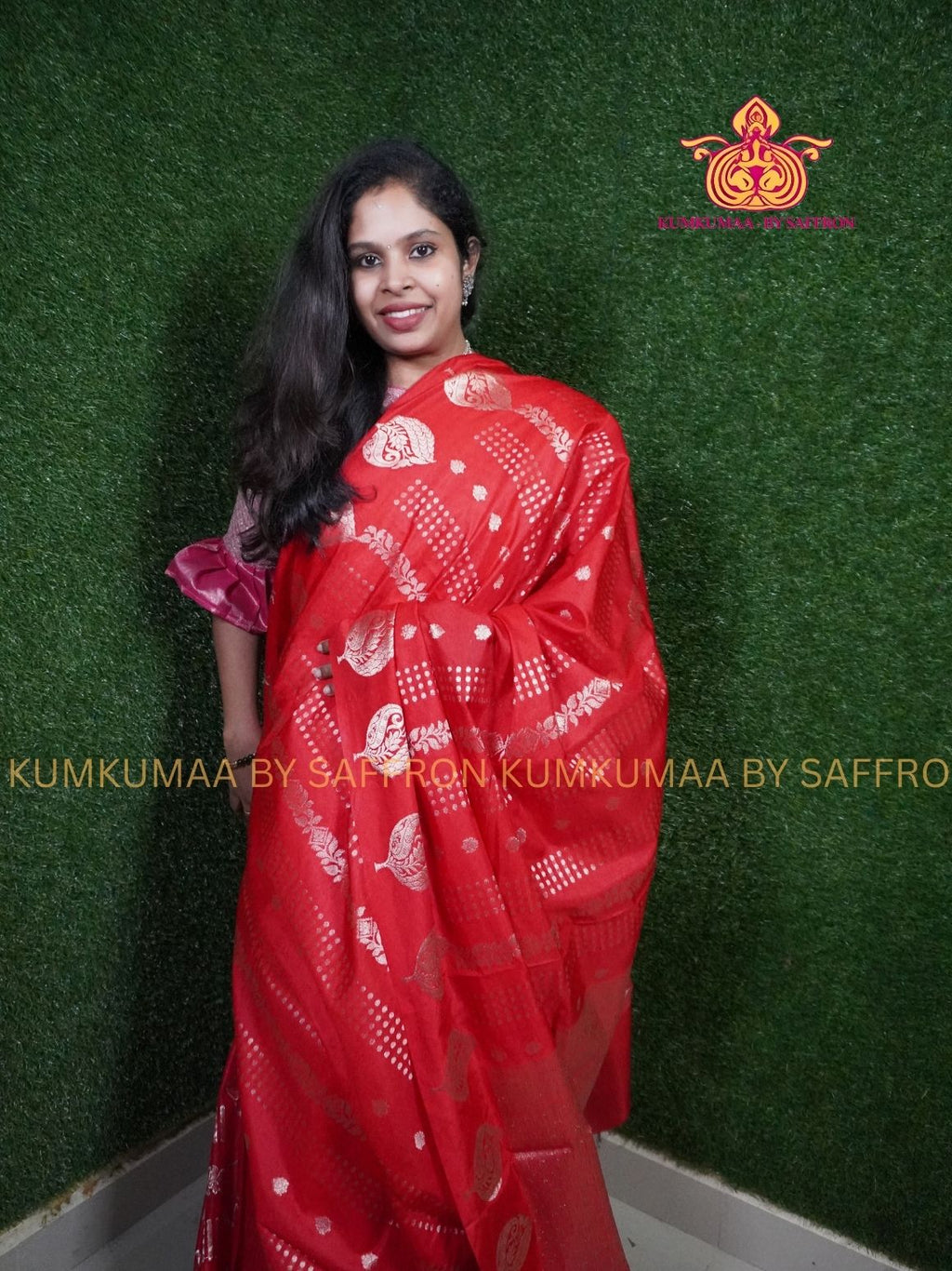 Banarasi- Red WITH GOLD PRINTED - Beautiful saree for women - FESTIVE ETHNIC WEAR - GRAND SAREE FOR ALL FUNCTIONS- KUMKUMAA UNIQUE SAREES