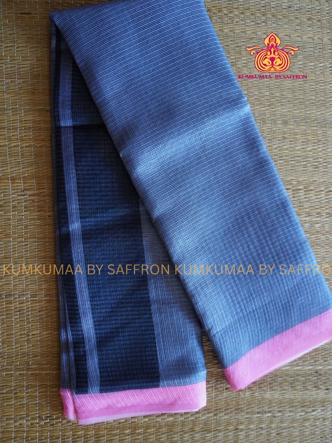 KOTA - GREY & PINK SAREE - PLAIN SAREE - PRINTED BLOUSE- Kumkumaa LIGHT WEIGHT - BREATHABLE SAREE- FANCY AND ELEGANT (Copy)