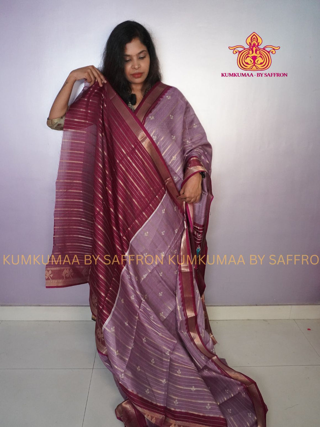 FANCY SAREE - PASTEL LAVENDER WITH WINE - KOLAM SILK SAREE WITH ZARI WOVEN BORDER- TRENDY WEAR SAREE- Beautiful saree for women - KUMKUMAA FANCY FOR ALL OCCASION