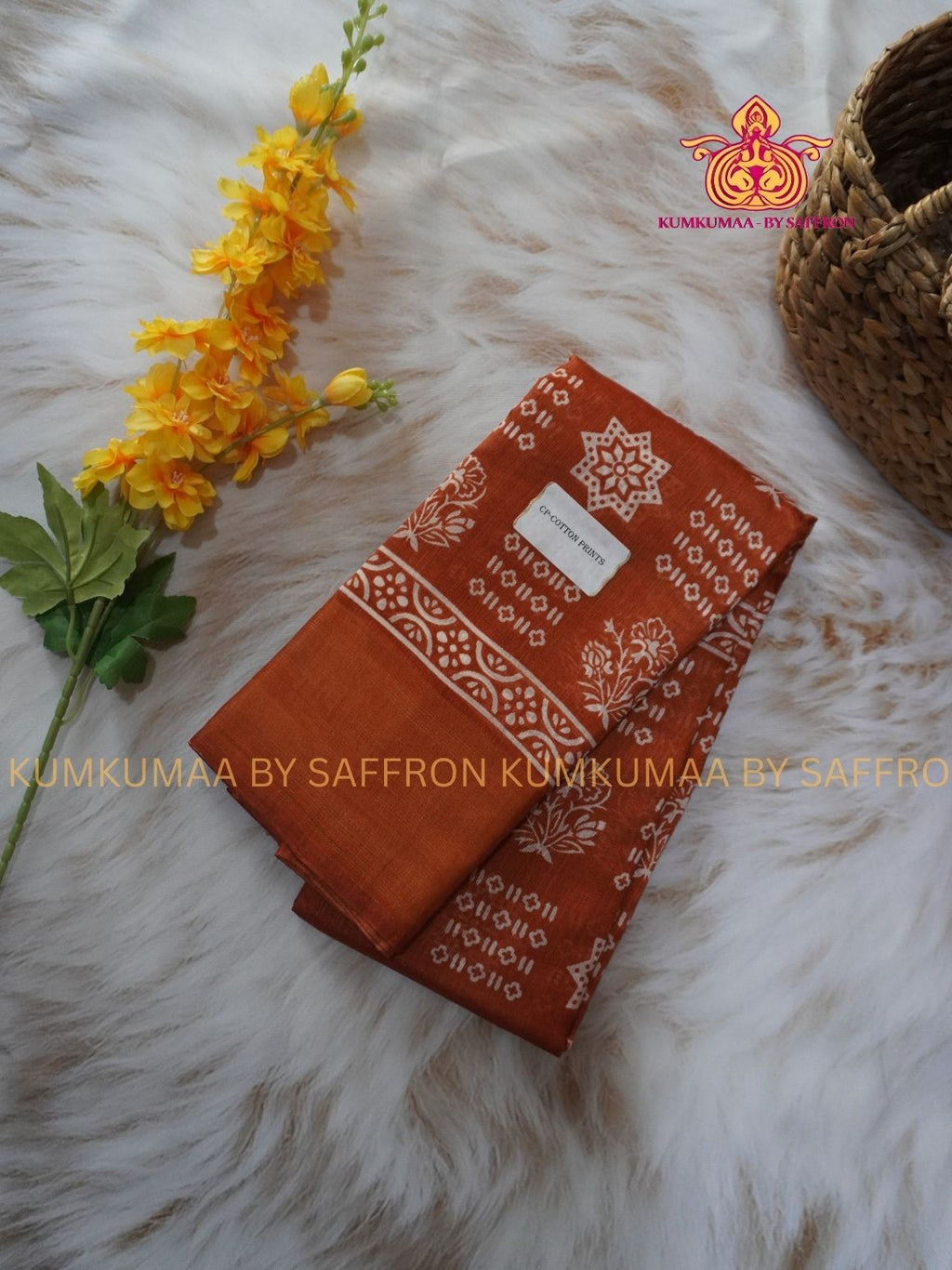 BUDGETED SAREE - ORANGE PRINT SAREE- EVERYDAY SAREE - Kumkumaa Exclusive- BEST QUALITY AT AFFORDABLE PRICE