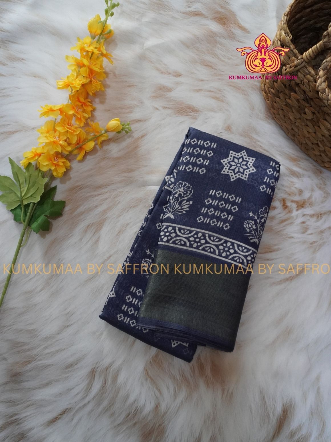 BUDGETED SAREE - NAVY BLUE PRINT SAREE- EVERYDAY SAREE - Kumkumaa Exclusive- BEST QUALITY AT AFFORDABLE PRICE