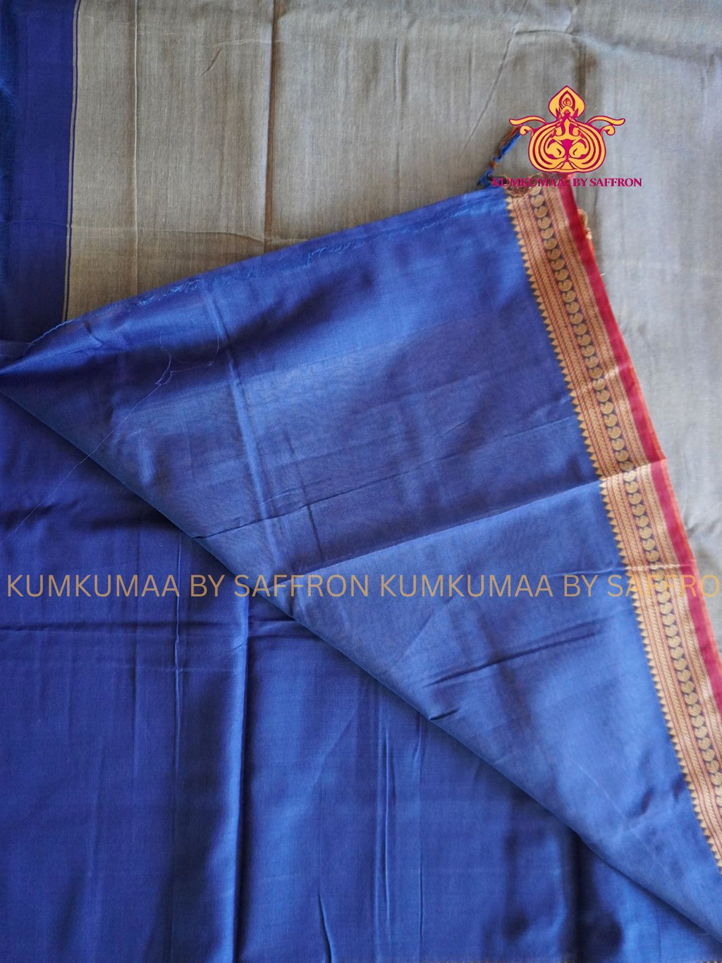 NARAYANPET - BLUE AND MAJANTA SAREE - MANGO BORDER- WITH BLOUSE - Kumkumaa SPECIAL COLLECTION- COMFORT MEETS TRADITION