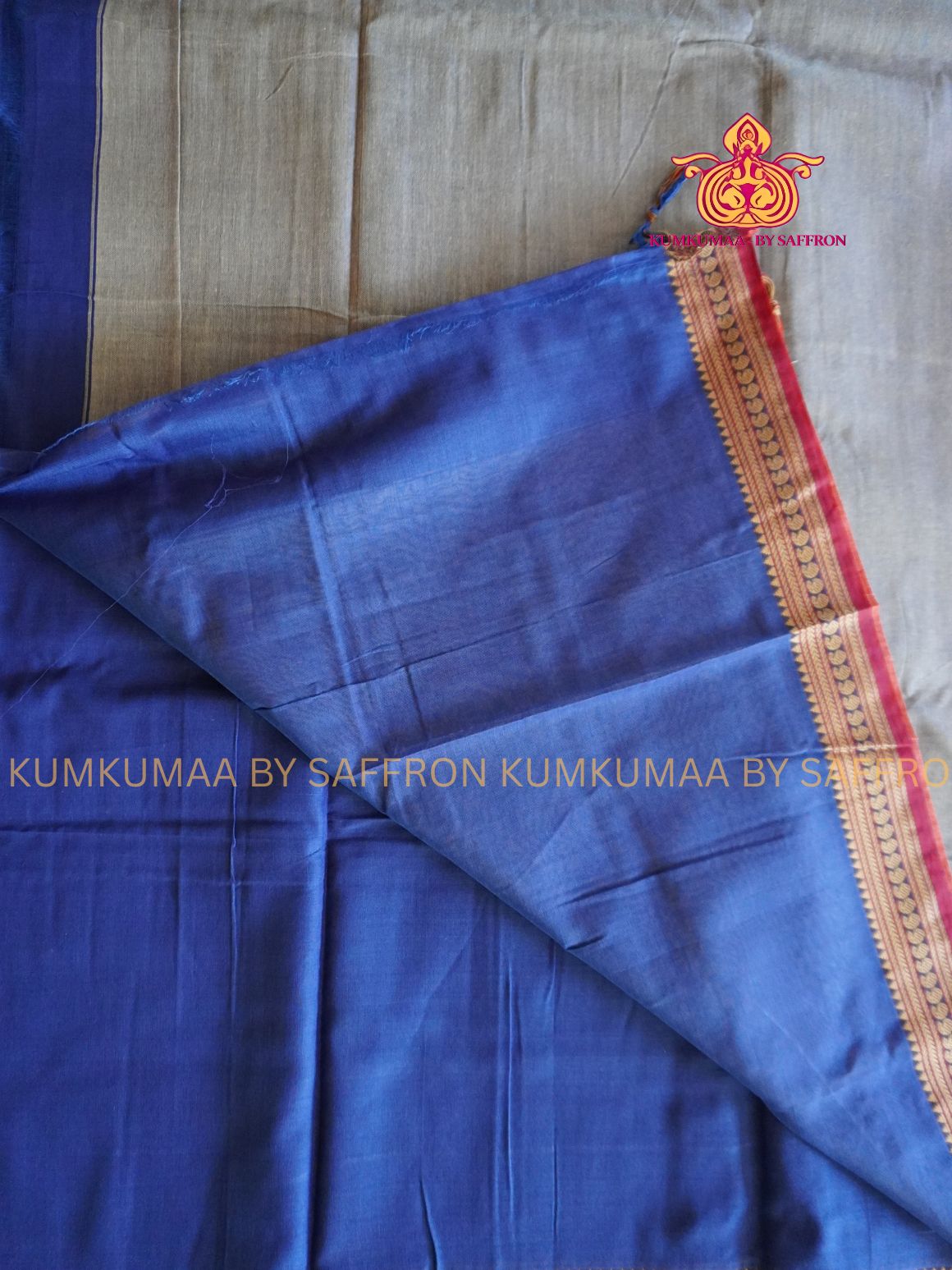 NARAYANPET - BLUE AND MAJANTA SAREE - MANGO BORDER- WITH BLOUSE - Kumkumaa SPECIAL COLLECTION- COMFORT MEETS TRADITION