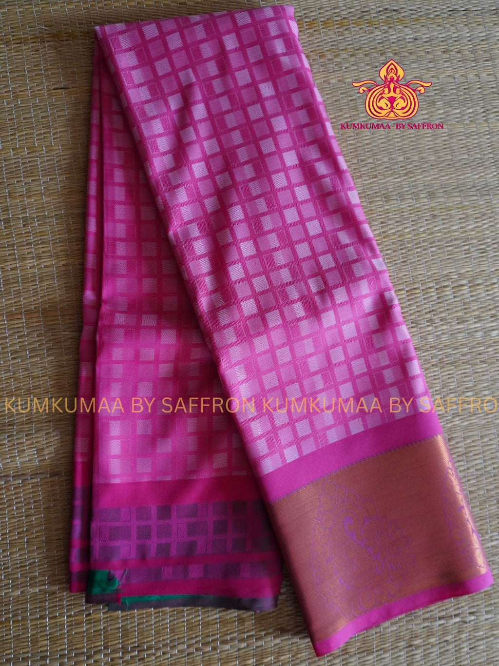 SILK COTTON - Samudrika styles saree- PINK CHECKED - GRAND OCCASIONAL SAREE- Beautiful saree for women - KUMKUMAA wedding saree