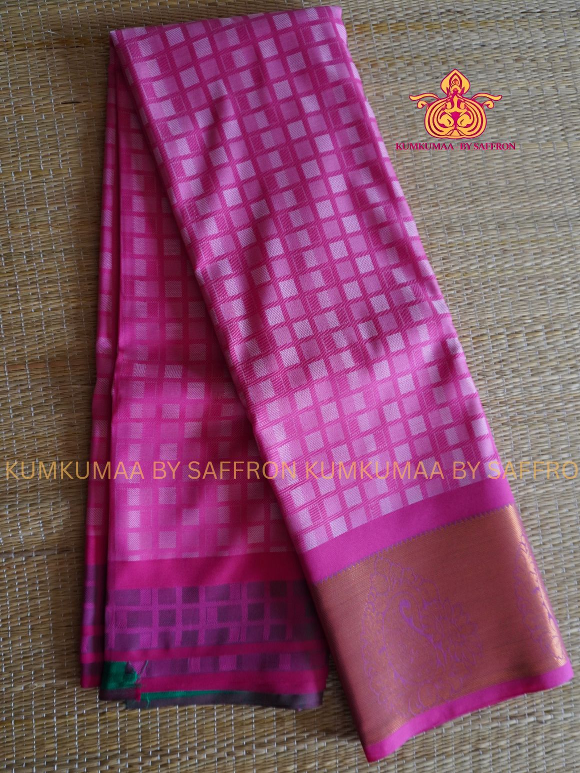 SILK COTTON - Samudrika styles saree- PINK CHECKED - GRAND OCCASIONAL SAREE- Beautiful saree for women - KUMKUMAA wedding saree
