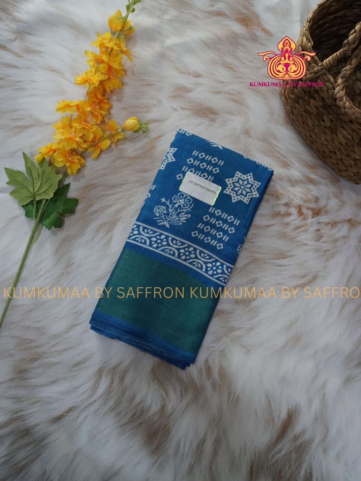 BUDGETED SAREE - LIGHT BLUE PRINT SAREE- EVERYDAY SAREE - Kumkumaa Exclusive- BEST QUALITY AT AFFORDABLE PRICE