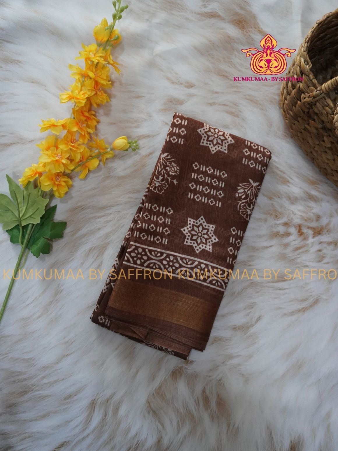 BUDGETED SAREE - BROWN PRINT SAREE- EVERYDAY SAREE - Kumkumaa Exclusive- BEST QUALITY AT AFFORDABLE PRICE