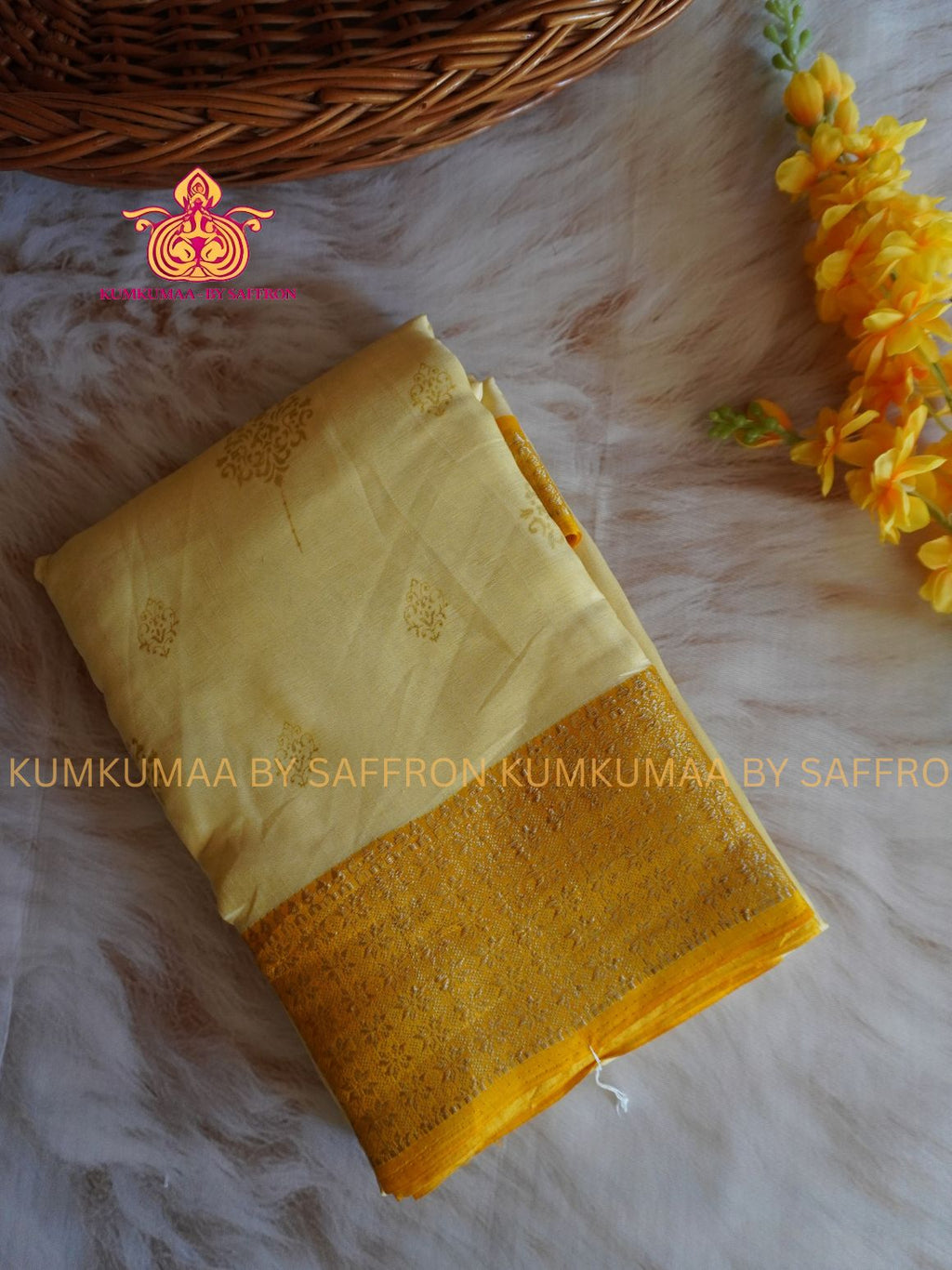 Dola Silk - COMFORTABLE FESTIVE Beautiful saree for women-OFF WHITE-YELLOW COLOUR - FOIL PRINT - ZARI BORDER - KUMKUMAA TRENDY TRADITIONAL WEAR - Comfort - Confidence - Elegance