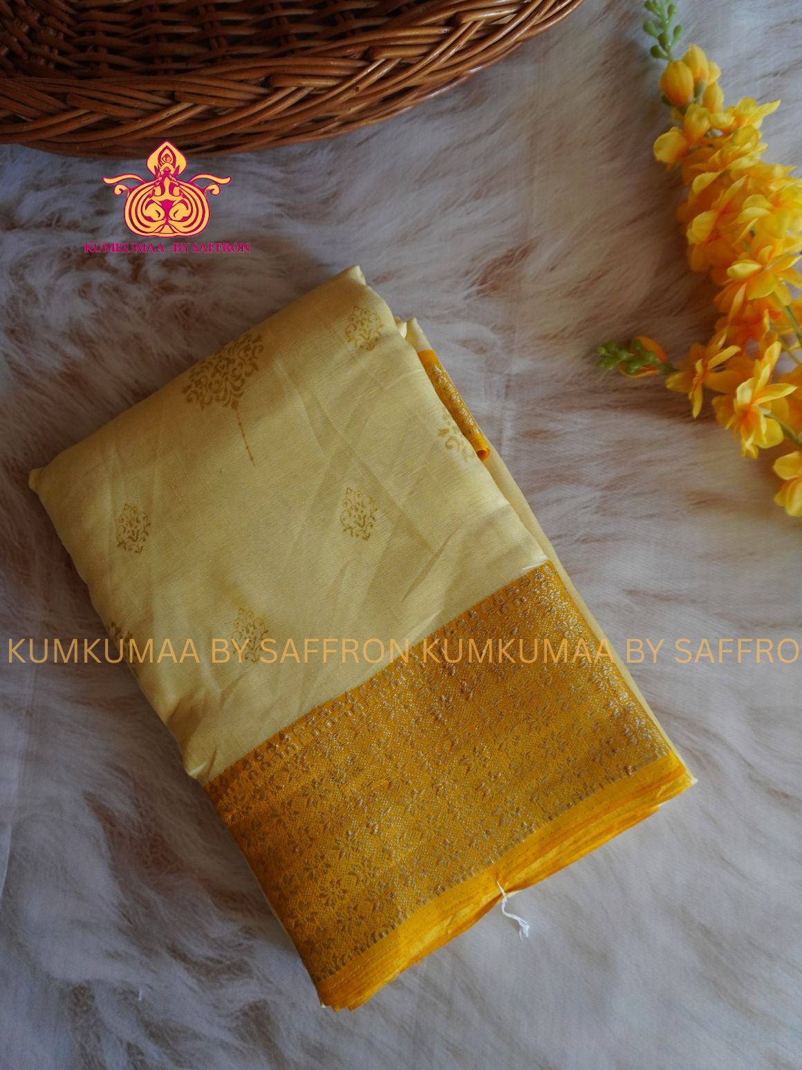 Dola Silk - COMFORTABLE FESTIVE Beautiful saree for women-OFF WHITE-YELLOW COLOUR - FOIL PRINT - ZARI BORDER - KUMKUMAA TRENDY TRADITIONAL WEAR - Comfort - Confidence - Elegance