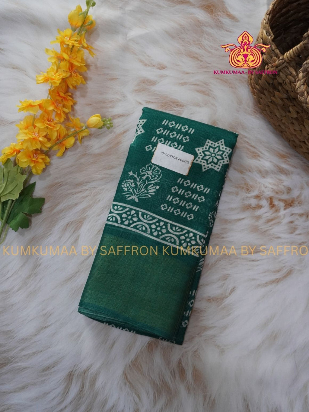 BUDGETED SAREE - DARK GREEN PRINT SAREE- EVERYDAY SAREE - Kumkumaa Exclusive- BEST QUALITY AT AFFORDABLE PRICE