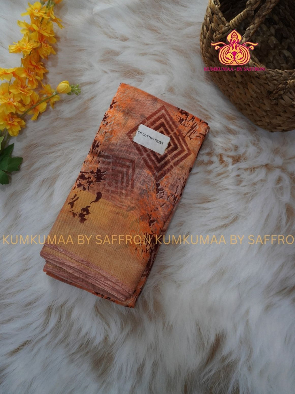 BUDGETED SAREE - ORANGE PRINT SAREE- EVERYDAY SAREE - Kumkumaa Exclusive- BEST QUALITY AT AFFORDABLE PRICE