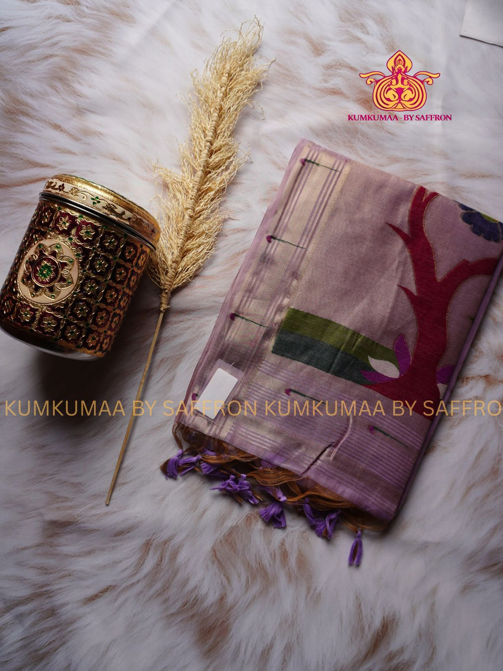 PAITHANI SAREE - LAVENDER SAREE WITH PAITHANI DESIGN - ETHNIC WEAR - EXCLUSIVE KUMKUMAA COLLECTION- MUNGA COTTON MATERIAL - PREMIUM QUALITY - GORGEOUS AND ROYAL