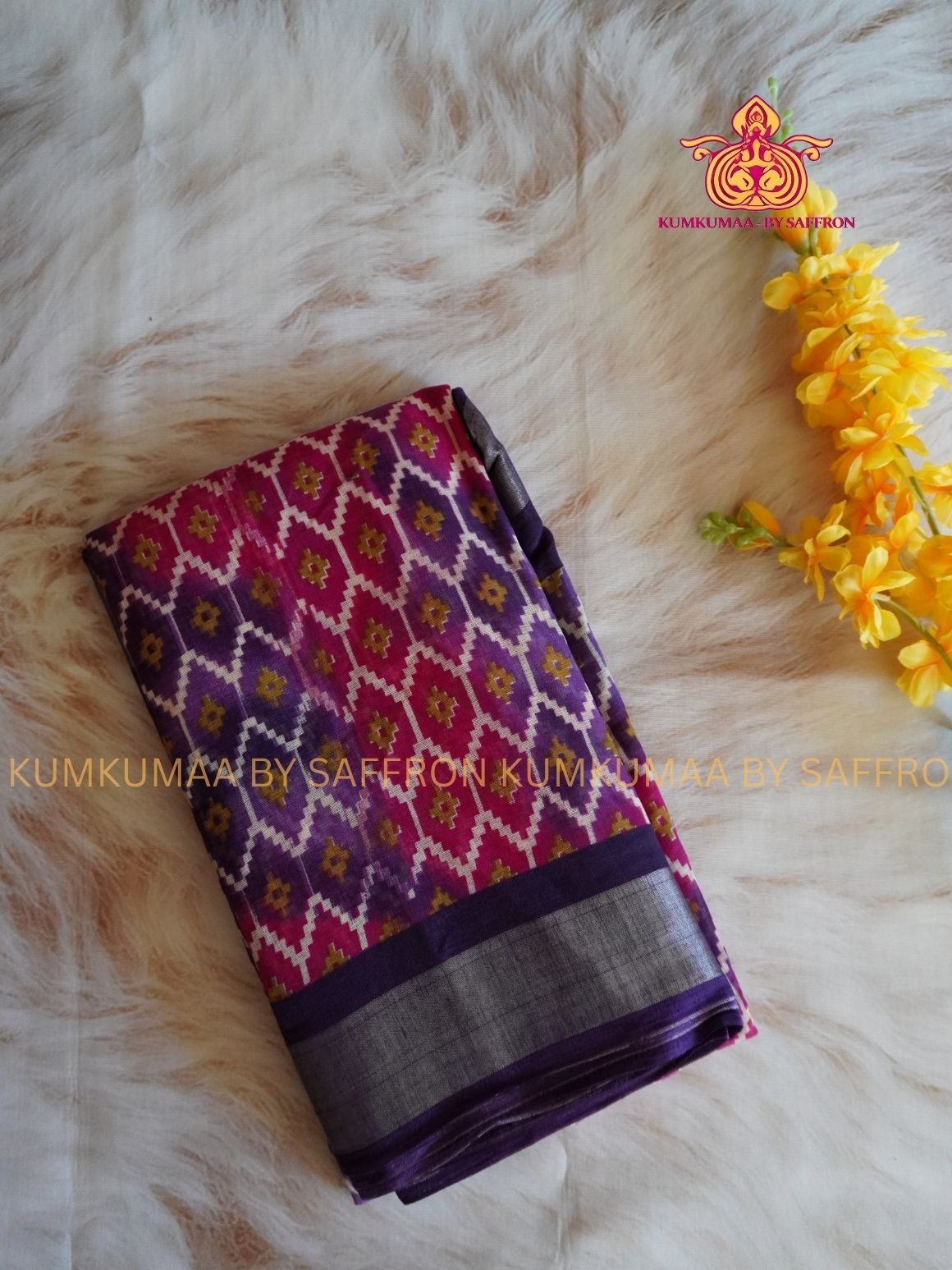 SOFT COTTON - PINK AND PURPLE - HONEY COMB DESIGN SAREE - ZARI MINIMALIST BORDER - LATEST COLLECTION - KUMKUMAA BY SAFFRON - UNIQUE DESIGN