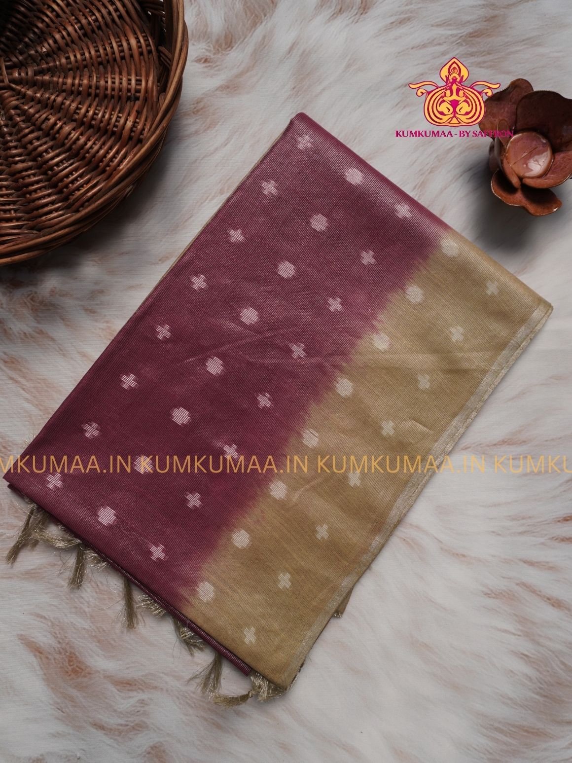 FANCY SAREE - MAJANTA AND BEIGE - GOLD PRINTS ALL OVER- TRENDY WEAR SAREE- Beautiful saree for women - KUMKUMAA FANCY FOR ALL OCCASION