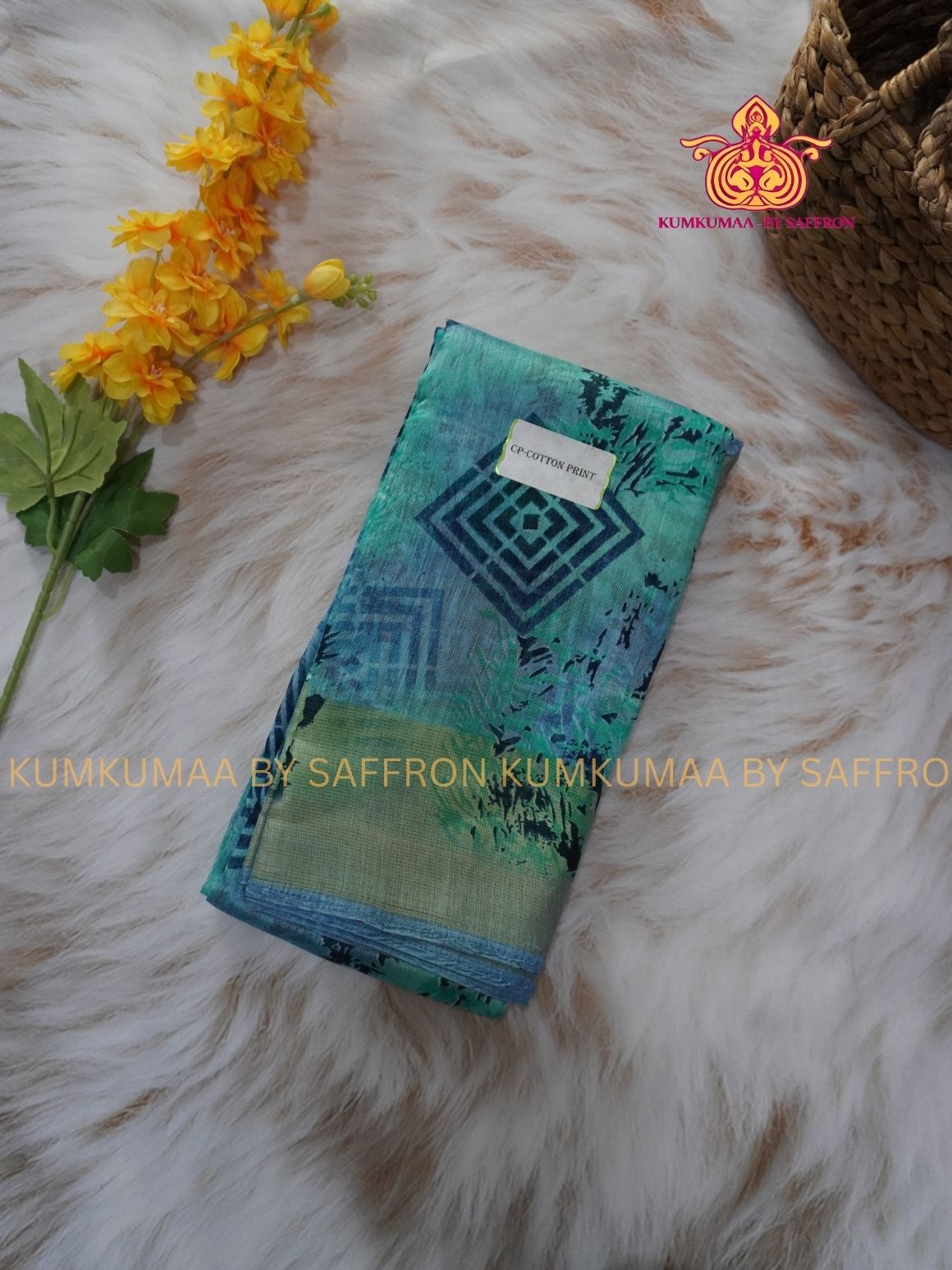 BUDGETED SAREE - TURQUOISE PRINT SAREE- EVERYDAY SAREE - Kumkumaa Exclusive- BEST QUALITY AT AFFORDABLE PRICE